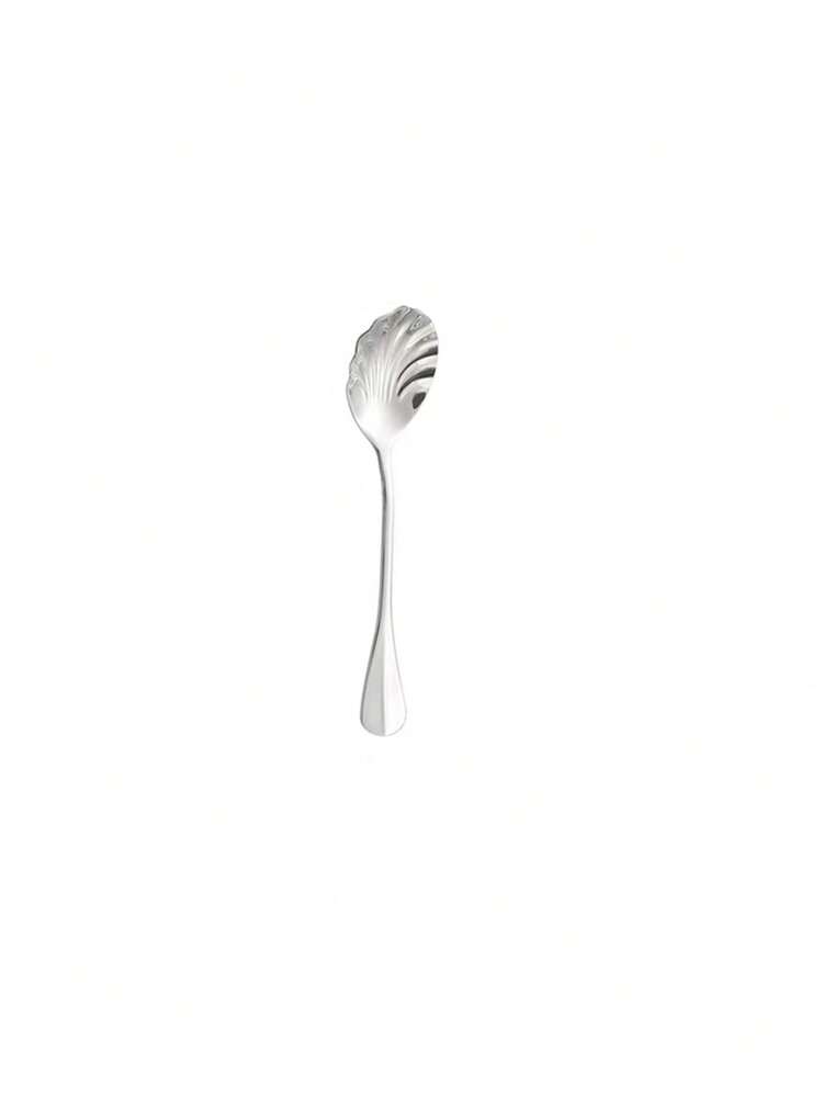 1/5PCS 304 Stainless Steel Hammered Shell Design Serving Spoon, Restaurant Hotel Portion Spoon, Home Stirring Spoon, Coffee Small Spoon - View 11