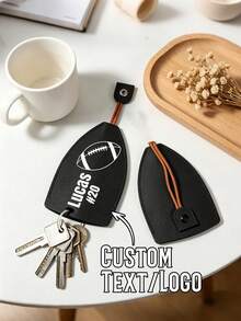 Customizable Name Keychain, Suitable For Sports Enthusiasts-Leather Baseball, Basketball And Football Keychains; Sports Team Key Fobs; Retractable Key Holder - Multicolor - View 3