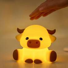 GLOOPRO Night Light In The Shape Of A Highland Cow, Nursery Decorative Light, Soft Silicone, 3-Level Dimming, Perfect Sleep Companion, Bedroom Night Light, Touch-Sensitive, USB-Rechargeable, Auto Shut-Off After 30 Minutes, Children's Holiday Gift - Highland Cow Night Lights - View 7