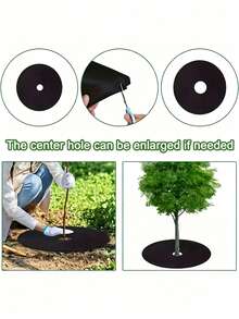 4pcs Large Round Control Fabric, Breathable Moisture-Retaining Garden Ground Cover For Trees, Non-Woven Breathable Frost-Proof Barrier Mat, Lawn Protection Pad, Plant Control Mat, Tree Cover Ring Protection Pad Barrier, Effectively Inhibits Growth And Protects Plant Roots, Reusable Tree Barrier Mat, Control Garden Fabric Cover, Used For Root Control And Protection - Control Cloth - View 7