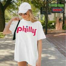 Comfort Tshirt Vintage Philly T-Shirt,Relaxed Fit Tee,Philly Baseball Shirt,Phanatic Philadelphia Baseball T Shirt 100% Cotton Round Neck Short Sleeve - 白色 - 查看 1