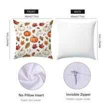 1pc Minimalist Autumn Pumpkin Maple Leaf Cushion Cover, Single-Sided Printed Peach Skin Velvet Polyester Material, 45*45CM/18*18inch Pillowcase Suitable For Room Decor, Modern Minimalist Sofa Living Room Decoration Gift - Multicolor - View 10