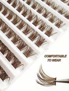 120pcs Brown DIY Eyelash Extensions Cross Lightweight Single Cluster False Eyelashes, Natural Soft Lightweight, 8-16mm, Reusable, Mixed Style Eyelash Clusters, Single Cluster False Eyelashes - D - View 5