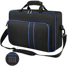 Classic Black & Blue Crossbody Bag, Portable Handbag For P5 Console, Headphones, P5 Controller, Game Discs And Game Accessories - View 6