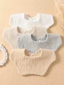 4PCS Girls Summer Candy Color Pure Cotton Gauze Baby Bibs, Soft Skin-Friendly Princess Baby Drool Bibs, Suitable For Daily Use In All Seasons - 彩色 - 查看 9