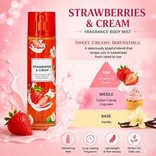 20 Varieties Women's Body Mist Perfume Spray,8 Fl Oz Long-Lasting Floral Fruity Spray, Non-Greasy Formula - Hair & Body For Parties, Dates, Night Out, Daily Wear - Gift Girlfriend Best Friend Mother - Valentine's Day Birthday Mother's Day - STRAWBERRIES & CREAM - 查看 3