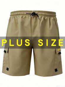 Men's Plus Size Cargo Style Bermuda Shorts, Cargo Style Brand, Loose Bermuda Shorts, Straight Leg Shorts, Summer Slim Fit Sports - Khaki - View 12