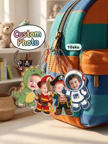 1pc Custom Baby Photo Cartoon Keychain,Multiple Costume Cutout Keyring,Personalized Family Keepsake,Baby Shower Gift For Mom Grandma,New Parent Gift - Multicolor - View 2