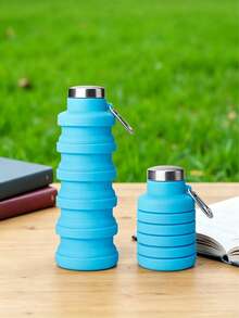 Daily Use Silicone Folding Water Cup With Screw Lid, Sports Outdoor Portable Collapsible Water Bottle - Multicolor - View 7