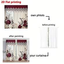 2 Pieces Curtain Set, Red Rose Pattern, Polyester Material, Rod Pocket Design For Light Filtering, Perfect For Decorating Bedroom, Living Room Or Office, Especially Suitable For Seasonal And Holiday Occasions - Multicolor 2 - View 7