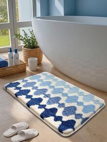 1 pieza Alfombra de baño, tacto suave y cómodo con efecto aterciopelado, diseño de bloques de color geométrico, respaldo antideslizante de TPR, apta para cocina, exterior, interior, pasillo, dormitorio, sala de estar, junto a la cama, lavable a máquina y fácil de limpiar, alfombra decorativa para baño - Multicolor - Ver 5