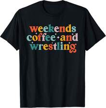 T-shirt unisexe Week-end Café & Lutte Cadeau drôle pour accro à la caféine et lutteur - Noir - Voir 1