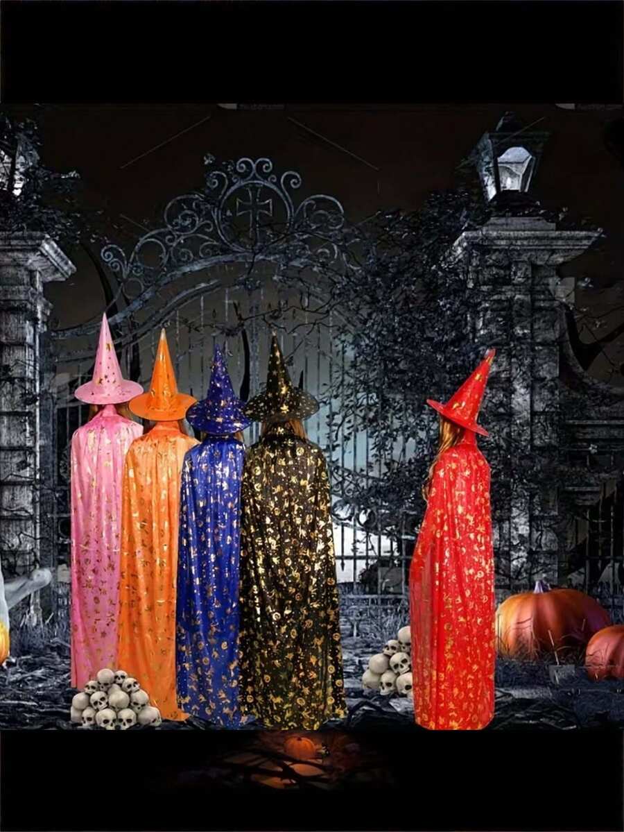 Best-Selling Christmas Hooded Cape - All Black Grim Reaper Demon Witch Long Cloak - Stage Makeup Performance Prop - Event Cosplay Prop - Suitable For Halloween, Christmas, Birthday Party And Other Occasions, Gift For Family And Friends - Multicolor 1 - View 1