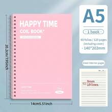 3pcs Set [1 Notebook + 2 Pens] Minimalist A5 Hardcover Spiral Notebook, 122 Pages Loose-Leaf Spiral Notebook, White Hardcover Edi, First Day Of School - Multicolor - View 3