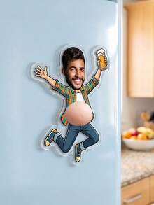 1pc Customized Funny Soft Belly Fridge Magnet, Personalized Irregular Acrylic Photo Magnet, Quirky Design, Kitchen Decor, Pregnancy Announcement Gift, Fun Couple Gift, Multiple Belly Styles Family Keepsake, Gift For Mom - Multicolor - View 6