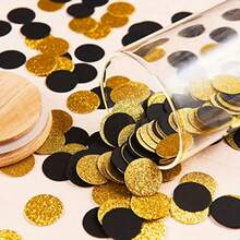 100pcs Confetti Gold & Black Round Paper Confetti For Birthday Wedding Party Table Decoration, 50pcs Each - View 2