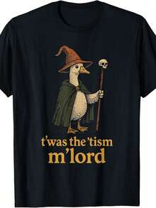 TWAS Tism Lord Silly Goose Pattern Men's And Women's Youth Adult Shirt, Fashion Boutique Shirt, Casual Wear, Printed Round Neck Shirt Plus Size S-5XL - 黑色 - 查看 13