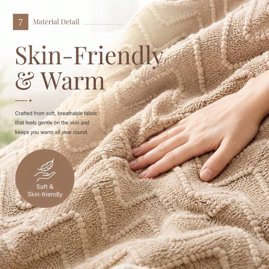Spring/Summer Lightweight Breathable Air Conditioning Blanket Knitted Soft All-Season Throw - Khaki - View 1