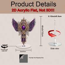 2D Flat, 1 Rotating Acrylic Desktop Display Stand With Purple Wings And Gears - 2D Flat Rotating Base, Suitable For Collectible Figures, Model Display, /Office/Creative Space - Steampunk Style Rotator, Suitable For Miniature Models And Decorative Display, 2D Flat - A - View 1