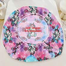 3pcs Princess Style Pink-Blue Gradient Unicorn Pattern Printed Bedding Set (1 Fitted Sheet + 2 Pillowcases, Pillow Inserts Not Included), 90g Soft Polyester Fiber Breathable Mattress Protector, Quick-Dry Water-Resistant Non-Fading, High Elasticity Non-Slip Washable Fitted Sheet Suitable For Apartment Dorm, Home Bedroom Decor - Multicolor - View 10