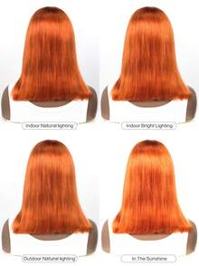 Ginger Bob Lace Front Wigs Human Hair For 13x5x1 Lace Frontal Straight Bob Orange Ginger Wig Lace Front Human Hair Pre Plucked Hairline With Baby Hair Brazilian Hair - S350 - View 6