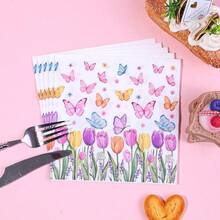 20/40/60 Piezas,Servilletas Desechables con Mariposas y Tulipanes de Acuarela,Servilletas de Cóctel con Estampado Floral de Jardín de Primavera,Servilletas de Mesa de 2 Capas Gruesas,Ideales para Picnics de Primavera,Té de la Tarde en el Jardín,Fiestas de Cumpleaños,Baby Showers,Bodas & Decoración de Mesa de Postres - Multicolor - Ver 1