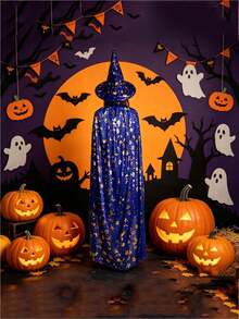 Best-Selling Christmas Hooded Cape - All Black Grim Reaper Demon Witch Long Cloak - Stage Makeup Performance Prop - Event Cosplay Prop - Suitable For Halloween, Christmas, Birthday Party And Other Occasions, Gift For Family And Friends - Multicolor 1 - View 4