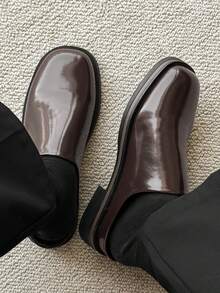 Men's Mules Loafers, Comfortable Casual Outdoor Party Smooth Leather Loafers, Men's Shoes - Brown - View 4