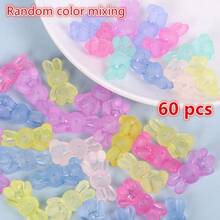 20pcs 20mm Transparent Matte Rabbit Shaped Beads, Suitable For Handicrafts - Colorful Acrylic Spacer Beads With Horizontal Holes, Rabbit Shaped DIY Materials, Can Be Used To Make Bracelets, Necklaces, Keychains (Compatible) - Multicolor - View 14