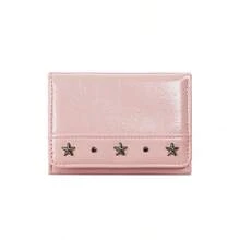 Silver Star Studded Small Trifold Wallet For Women, Large Capacity, Versatile Minimalist Wallet - Multicolor - View 12