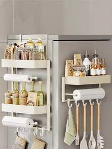 Multifunctional Kitchen Storage Rack, Multi-Layer Plastic Wrap & Spice Bottle Holder, No-Drill Side Wall Hanging Rack, Side Storage Shelf, Kitchen & Bathroom Organizer - Multicolor - View 7