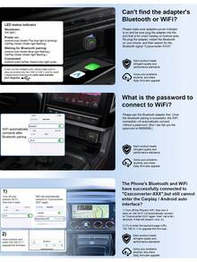 迷你方形無線 CarPlay 轉接器，支援 Android Auto OTA 線上更新，通用汽車 USB/Type-C 介面互連盒 - A - 查看 5