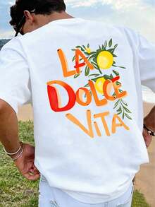 Camiseta La Dolce Vita con estampado de limón italiano, un estilo retro inspirado en las estaciones balnearias del sur de Europa, ideal para el día a día. - Blanco - Ver 1