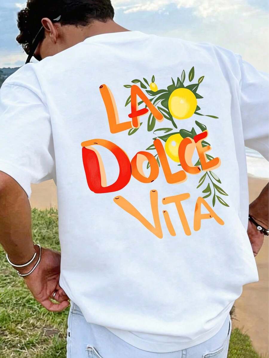 Camiseta La Dolce Vita con estampado de limón italiano, un estilo retro inspirado en las estaciones balnearias del sur de Europa, ideal para el día a día. - Blanco - Ver 1