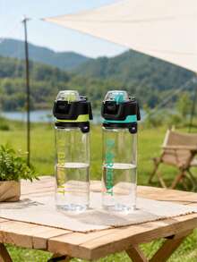 1pc 750ml/26oz New Outdoor Camping Spray Water Bottle, Hidden Handle Design, Large Capacity Dual Drinking Cup, Back To School, First Day Of School - Multicolor - View 7