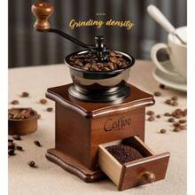 Manual Traditional Wooden Coffee And Pepper Grinder, Strong - Brown - View 6