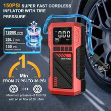 Arrancador portátil para coche con compresor de aire, paquete arrancador de batería de coche de 150PSI, apto para todos los motores de gasolina, inflador de neumáticos portátil, banco de energía, luz de emergencia LED - T-706/YZ-6602A - Ver 9