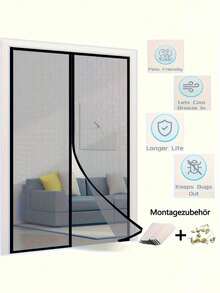 Self-Magnetic Self-Sealing Mosquito Net Door - Automatic Closing Magnetic Mesh Curtain, Suitable For All Seasons, Fits Front/Back Doors, Patio And Balcony, Easy Installation - Multicolor - View 9