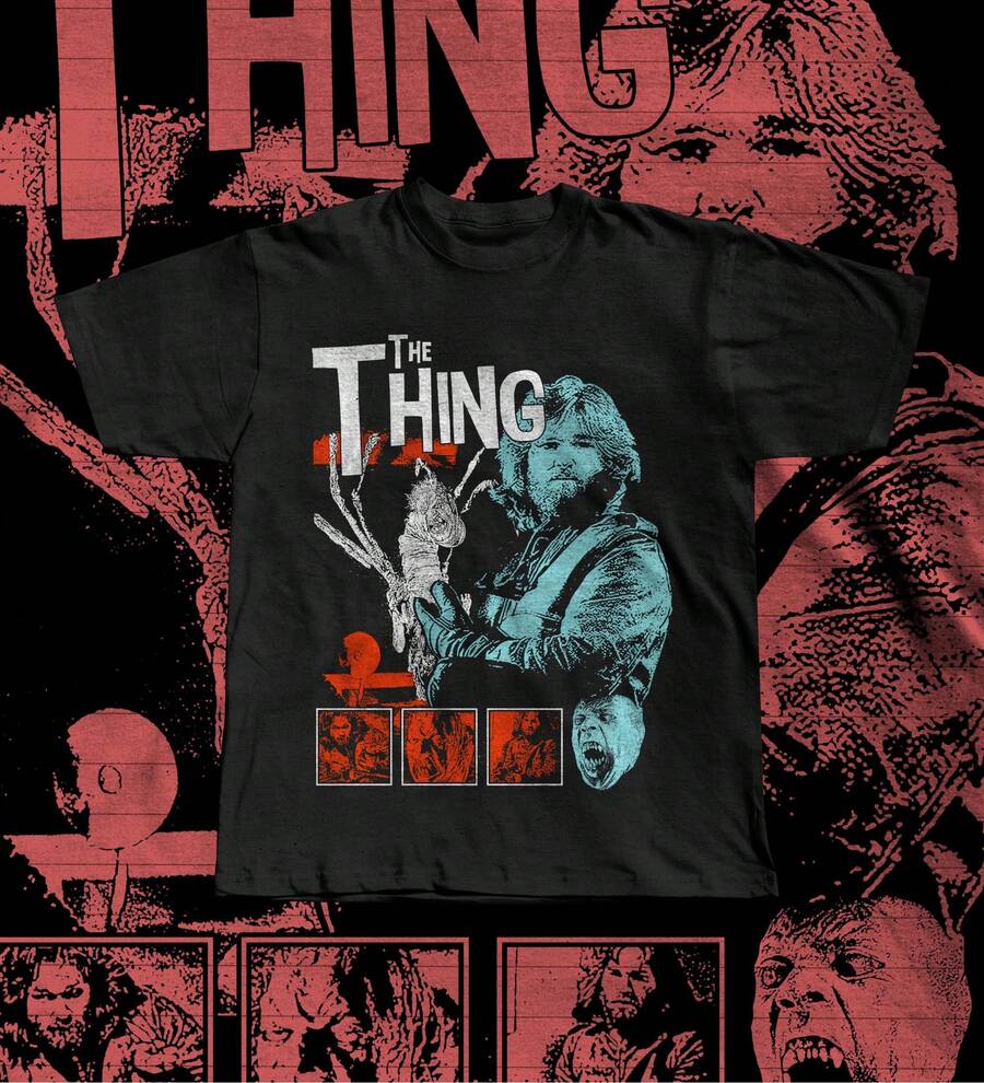 Camiseta de The Thing 1982 - John Carpenter Kurt Russell MacReady - Outpost 31 Horror Antártico - Película de Ciencia Ficción de los 80 - Camiseta Gráfica Vintage - Negro - Ver 1