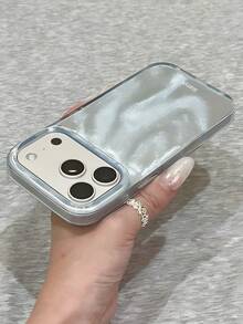 1件不對稱波浪亮片亮面IMD手機殼，適用於 17 Pro Max、17 Pro、16 Pro Max、15 Pro Max、14 Pro Max、13 Pro Max、16、15、14 Plus、13、12 Pro、11，可愛亮面軟殼保護套，時尚Y2K女孩禮物 - 銀色 - 查看 4