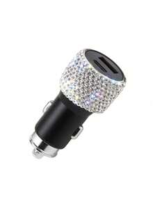 Chargeur de voiture rapide Glam Bling à double port USB Type C avec cristaux et strass, mini chargeur de téléphone portable pour allume-cigare, accessoire de décoration intérieure de voiture brillant en diamant pour femmes, voyage et road trip - A - Voir 7