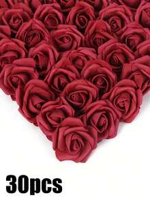30/50pcs Burgundy Artificial Roses, Foam Fake Flowers, Used For Decoration, Suitable For Outdoor Wedding Decor, Room Decor, Home Decor, Birthday Gift, Bouquet Centerpiece, Holiday Gift - Burgundy - View 11