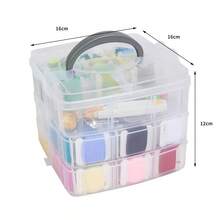 Handheld Storage Box 1 Large 3-Layer Set, Small Box Includes Assorted Thread Spools, Buttons, Pins, Ruler, Scissors, Needles, Hooks, Various Letter Beads, Round Beads And More, Complete Gift Set - Multicolor - View 11