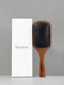 Kérastase Kash 1件裝天然木柄氣墊髮刷，柔軟圓毛刷頭頭皮按摩木梳，防靜電、減少毛躁與分叉，旅行日常造型梳 - 棕色 - 查看 4
