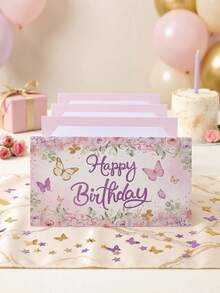 Faltbare Geldkarte zum Geburtstag mit Schmetterling- und Blumenmuster und Umschlag, rosa Geldgeschenk für Babyparty und Mädchen-Geburtstagsfeier - Verschiedenfarbig - Übersicht 11