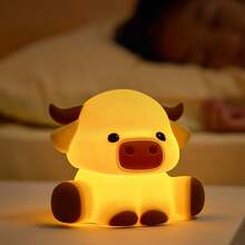 GLOOPRO Night Light In The Shape Of A Highland Cow, Nursery Decorative Light, Soft Silicone, 3-Level Dimming, Perfect Sleep Companion, Bedroom Night Light, Touch-Sensitive, USB-Rechargeable, Auto Shut-Off After 30 Minutes, Children's Holiday Gift - Highland Cow Night Lights - View 9