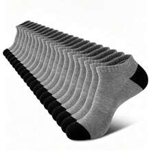 1/5/10/20 Pairs Black, White, Grey Casual Short Socks - Multicolor - View 3
