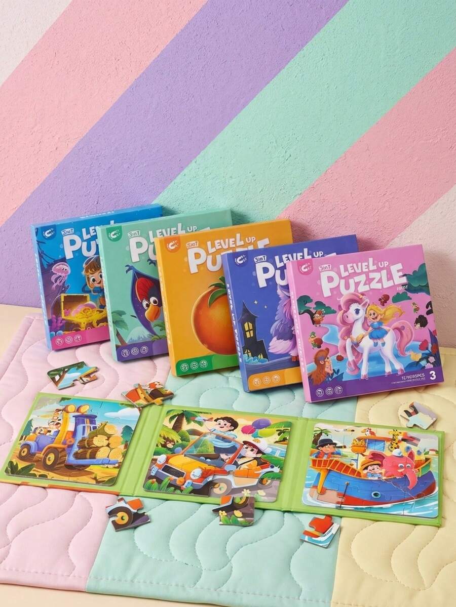 3-In-1 Foldable Magnetic Puzzle Book, Portable Early Education Logic Educational Game, Soft Adsorption Design, Suitable For Boys And Girls, After-School, Holiday, Easter, Birthday And Party Gift, Children's Day Birthday Holiday Gift - Multicolor - View 1