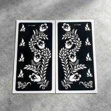 4張臨時紋身模板套裝,可重複使用花卉設計身體彩繪模板,適合女性身體彩妝紋身模板設計 - 查看 11