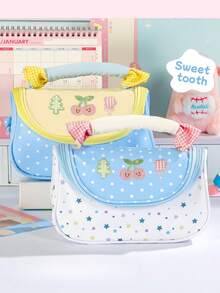 1pc Dopamine Color Pencil Case Pen Bag, Cute Handheld Cherry Stationery Bag, Large Capacity Storage Pouch Multi-Functional Pencil Pouch For Students, Back To School, Travel Bag,Back To School - Multi Colors - View 6